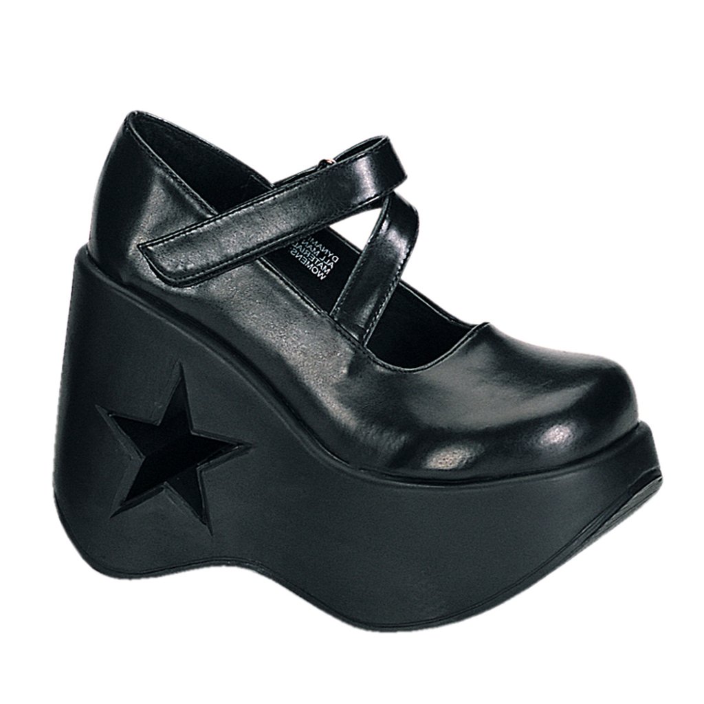 Chaussures Plateforme Demonia Dynamite 03 Vegan Cuir Femme - Noir 09215-CMPQ